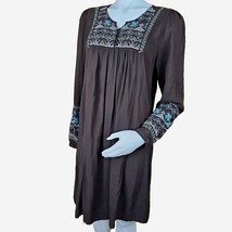 Roper Western Dress Womens M Brown Boho Embroidered Rodeo Long Balloon S... - $27.57 CAD