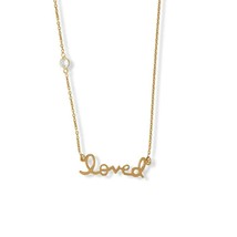 0.24Ct Round Diamond &quot;LOVED&quot; Bar Pendant Necklace Women Charm Gift 14K Yellow GP - £89.83 GBP