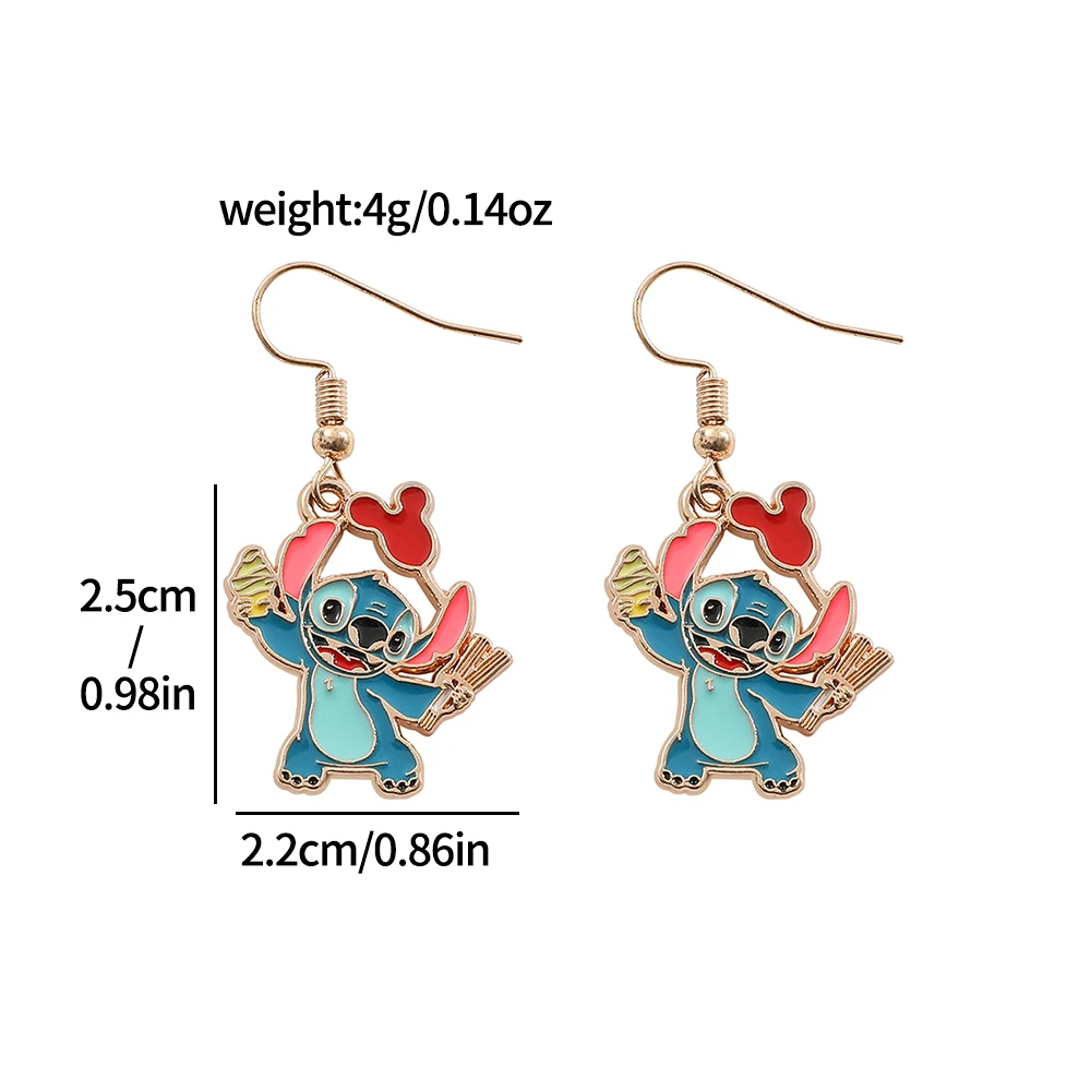 Disney Lilo Stitch Enamel Dangle Earrings - Cute Cartoon Metal Jewelry -... - $4.07 CAD
