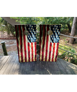 Waterproof Cornhole WRAPS / Grunge American Flag  / USA Flag / Laminated - $115.75 CAD