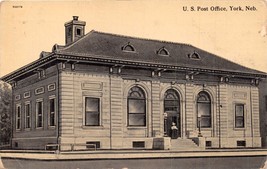 YORK NEBRASKA UNITED STATES STONE POST OFFICE  POSTCARD 1916 - $6.07