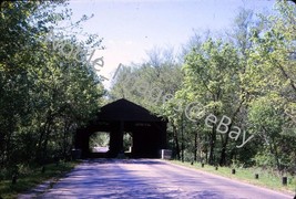 1963 Covered Bridge into State Park Brown County IN Kodachrome 35mm Slide - £3.15 GBP