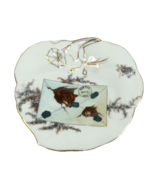 Antique Leaf Shaped Plate Fox and Rabbit 1872 8.5 Inches Lovely Plate - $623.61 MXN