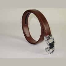 Mens VALENTINI Leather Belt Automatic Adjustable Removable Buckle V506S Cognac image 2
