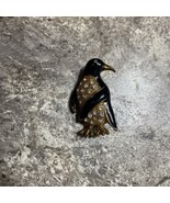Gold Tone Black Enamel Clear Rhinestone Penguin Vintage Brooch Jewelry (... - $14.99