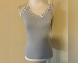 VTG 00s 90s Y2K Mossimo Spandex Ladies Spaghetti Strap Tank Top With Lac... - £9.73 GBP
