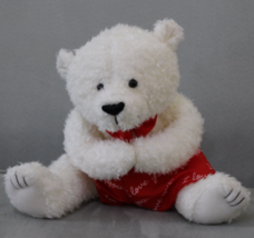 12&quot; Teddy Bear Plush Stuffed Animal White Bear with Red &quot;I Love You&quot; Pan... - $7.45