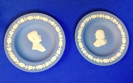 Wedgwood Jasperware Blue Miniature Plate Set John F. Kennedy&amp;William Shakespeare - £15.53 GBP