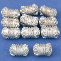 Bali Barrel Flower Silver Plated Beads 10mm 15 Grams 10Pcs Approx. - £5.42 GBP