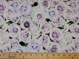 Cotton Roses Flowers Floral Bouquets Lavender Fabric Print by Yard D587.97 - $14.95