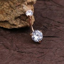 Rond Imitation Diamant Nombril Piercing Nombril Corps 14K Plaqué or Rose - £76.77 GBP