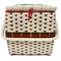 Vintage Singer Woven Sewing Basket with Miscellaneous Seing Notions - £21.62 GBP