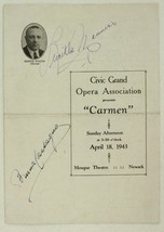 Autographed OPERA Program Mosque Theatre CARMEN Bruna Castagna Lucille Manners - £26.92 GBP