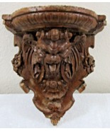 Carved Stone Brown Gargoyle Satyr Wall Shelf Corbel 14.5&quot; Tall - €128,18 EUR