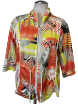 Sportelle Petite White, Yellow, Orange, Gray Print 3/4 Sleeve Jacket Siz... - $14.24