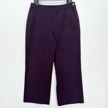 St John Sport Pants Womens 12 Wide Leg Ankle Purple Zip Career Contemporary - £22.55 GBP