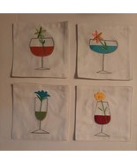 Create and Barrel Cotton Cloth Coasters Blossoms Up Embroidered Set of 4 - £12.49 GBP