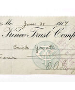 1914 Kineo Trust Company Bank Check E.A. Sampson Dover Maine Signed 6058... - $27.86 CAD