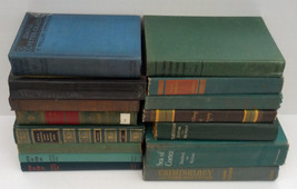 Vintage decorative library display 15 greens blues hardcover book lot - $44.55