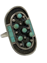 Vintage Native American Zuni Jobeth Mayes Ring, Sterling Silver, Turquoise Sz 11 - £530.34 GBP