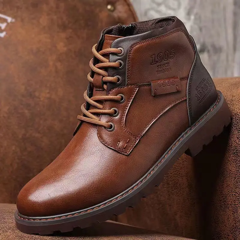 plus size men&#39;s fashion desert boots  designer black brown shoes boy  leather bo - £111.23 GBP