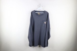 Vintage Carhartt Mens 2XL Faded Spell Out Long Sleeve Pocket T-Shirt Steel Blue - £27.22 GBP