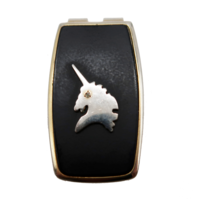 Vtg Anson two tone gold &amp; silver metal &amp; black leather look unicorn money clip - £31.24 GBP
