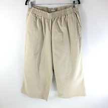 Woman Within Crop Pants Pull On Pockets Cotton Stretch Elastic Waist Beige 16W - £11.46 GBP