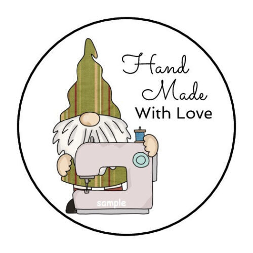 Primary image for 30 GNOME HAND MADE WITH LOVE ENVELOPE SEALS LABELS STICKERS 1.5" ROUND SEWING