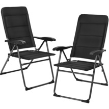 2PCS Patio Folding Chairs Back Adjustable Reclining Padded Garden Furniture - £183.80 GBP