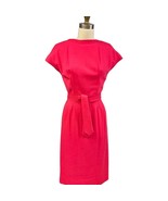 60s RETRO Hot Pink Wool Secretary Dress Custom Tailoring Mills Belted  S... - $127.71