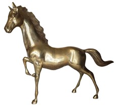 Vintage MCM Brass Horse Statue Figure Galloping Large Mid Century - £155.74 GBP