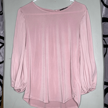 Adrianna Papell Womens Pleated 3/4 Sleeve Boat Neck Blouse Top Pink Size Small - £9.34 GBP