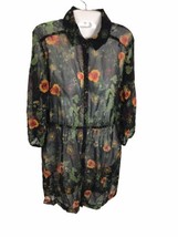 Kensie Sheer Dress Long Sleeve Floral Size S Black With Flowers Boho Cottagecore - £11.73 GBP