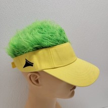 Flair Hair Fuzzy Green Hair Yellow Visor Hat Cap Cosplay Costume Summer Party - £15.74 GBP