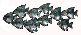 Beautiful Unique Aqua Teal Nautical School Of Fish Contemporary Metal Wall Art - $69.29