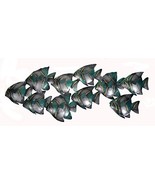 BEAUTIFUL UNIQUE aqua teal NAUTICAL SCHOOL OF FISH CONTEMPORARY METAL WA... - €60,62 EUR