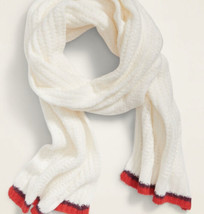 NEW OLD NAVY Womens Ivory/Red Soft-Brushed Shaker-Stitch Scarf Creme de la Creme - £8.29 GBP