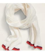 NEW OLD NAVY Womens Ivory/Red Soft-Brushed Shaker-Stitch Scarf Creme de ... - €8,86 EUR