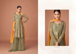 Elegant Mehndhi Green Georgette Salwar Kameez3504 - £65.83 GBP