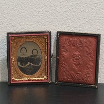 1800s Daguerreotype / Tintype Photo Case Booklet Portrait 2 Young Sisters Rare - £313.45 GBP