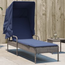 vidaXL Sun Lounger with Canopy Gray Poly Rattan - £204.13 GBP