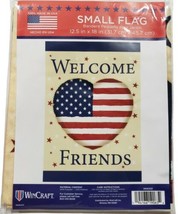 Small Patriotic Garden Flag 12.5” X 18"  “Welcome Friends”. Brand New - $9.79