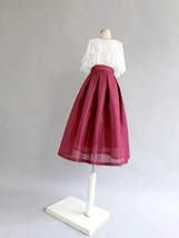 Navy Midi Pleated Skirt Outfit Women Custom Plus Size High Waisted Midi Skirt image 11