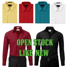 New Open Box Repackaged Men&#39;s Long Sleeve Solid Dress Shirts Multiple Co... - $12.23+