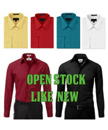 New Open Box Repackaged Men&#39;s Long Sleeve Solid Dress Shirts Multiple Co... - £9.72 GBP+