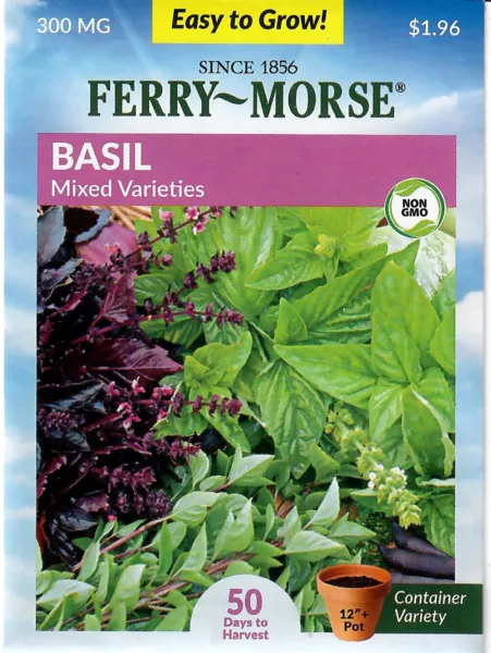 Basil Mixed Variety Herb Seeds Non-Gmo - Ferry Morse 12/24 Fresh Garden - £5.82 GBP