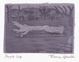 Purple Log original etching with chine colle - $19.99