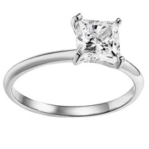 2.5Ct Princess Solitaire LC Moissanite Engagement Ring White Gold Plated - £59.91 GBP