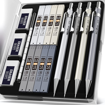 4PCS Metal Mechanical Pencils Set 0.5 Mm, Lead Drafting Pencil 0.5Mm for Artist  - £12.57 GBP